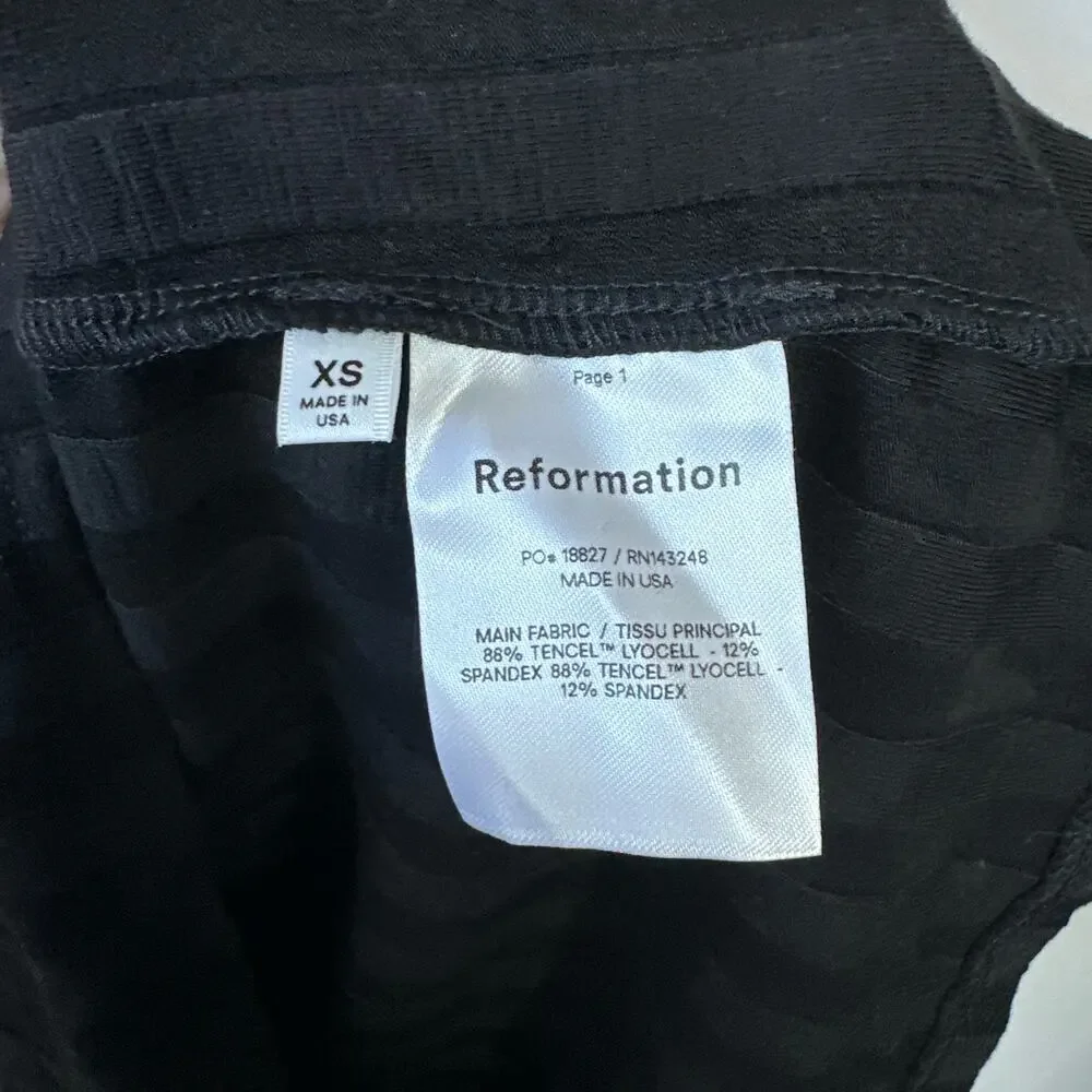 REFORMATION Cait Dress Open Back Long Sleeve Mini Black Size Extra Small Ribbed - Picture 8 of 9